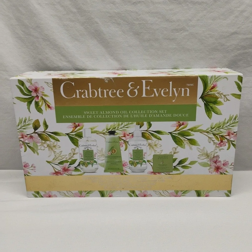 Crabtree & Evelyn Sweet Almond Oil Collection 4 Piece Gift Box‎ Set Lotion Soap